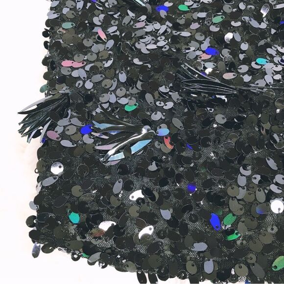 FREE PEOPLE Fun At Parties Black Sequin Strappy Crop Top Open Back Large‎ New - Picture 5 of 12